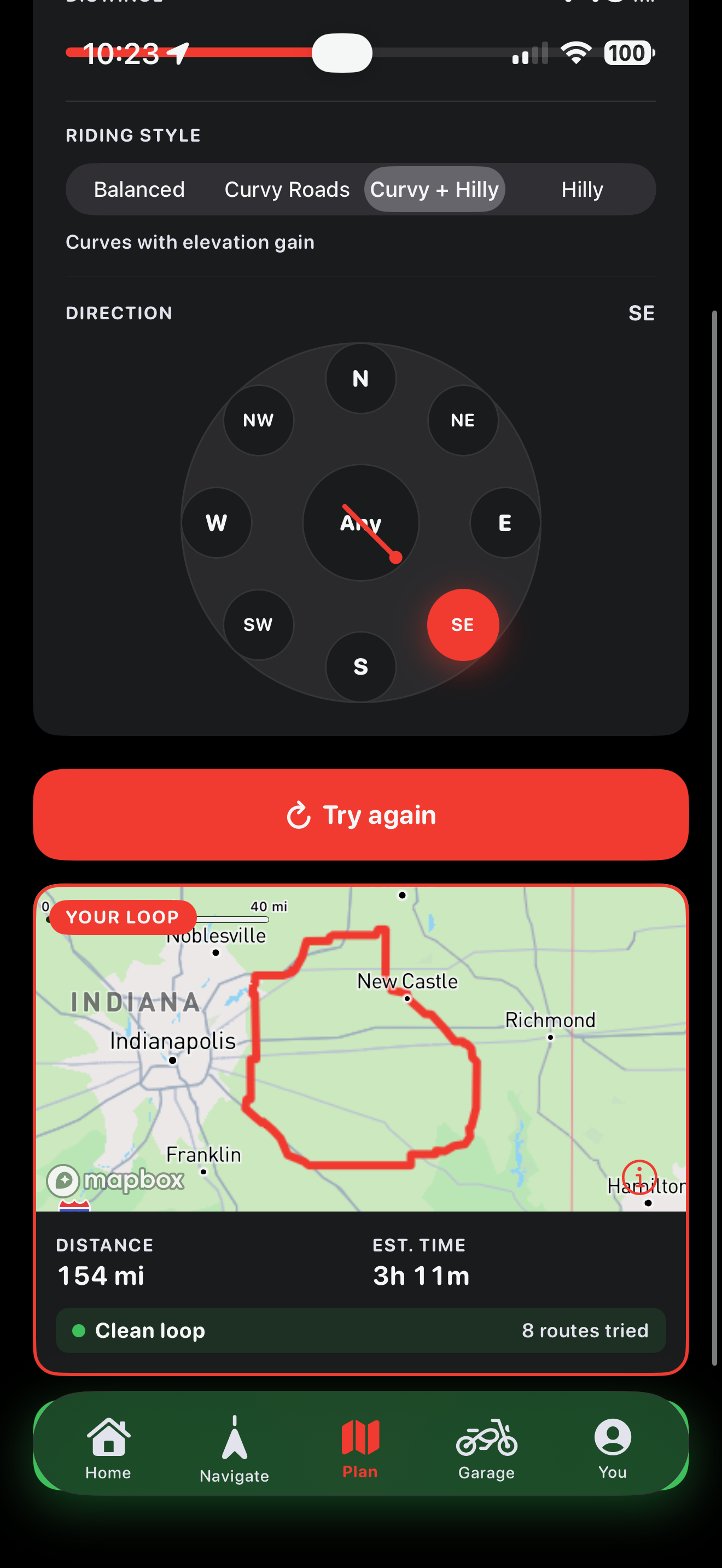 Loops that never repeat a road